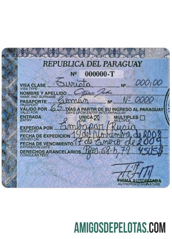 Visto PARAGUAI modelo